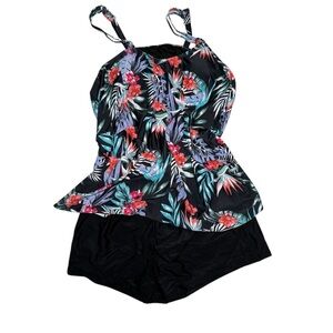 Hanna Nikole‎ tropical tankini shorts bikini 24W new